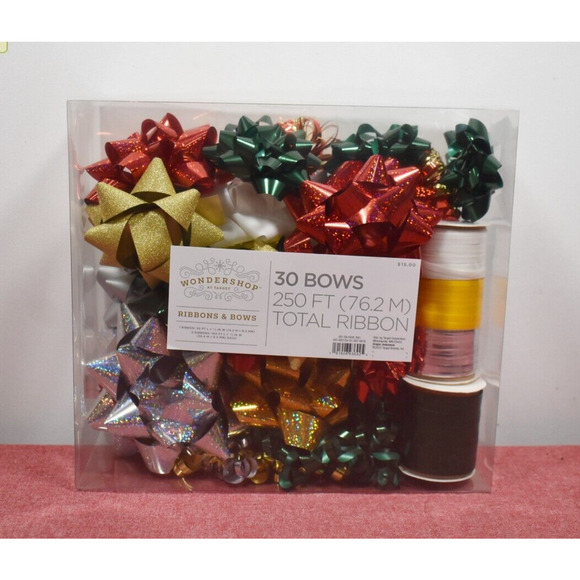 Wondershop 33ct Christmas Bow & Ribbon Kit Green/Gold/Red - Picture 1 of 6